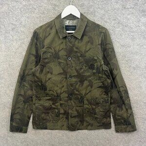 AllSaints Jacket Mens Small Green Kuto Chore Overshirt Japanese Cloth Camo Top
